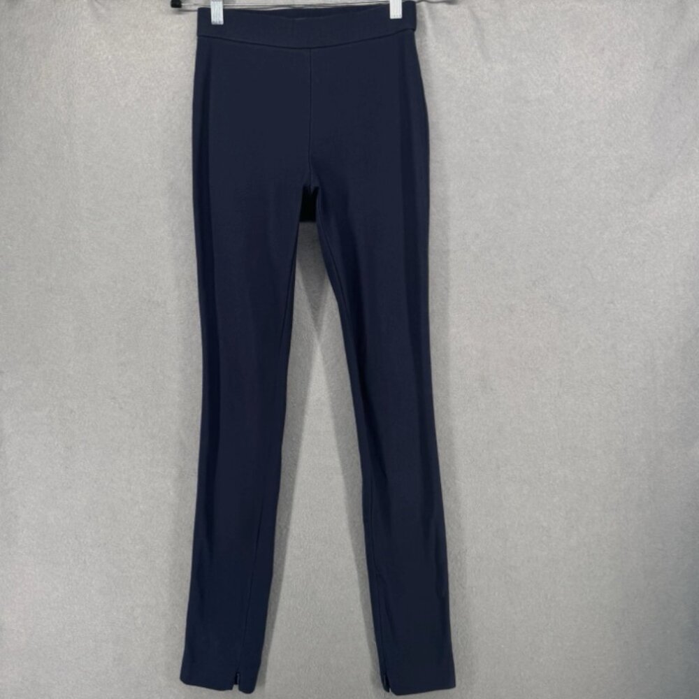 Theory Legging Women 2 Navy Blue Bi-Stretch Cotton High-Waisted Ankle Zip Office